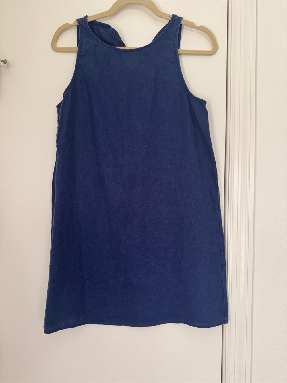 Reformation Sleeveless Indigo Linen Shift Dress